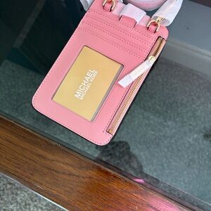 Michael Kors Jet Set Travel Crossbody Bag - Pink and MK Brown